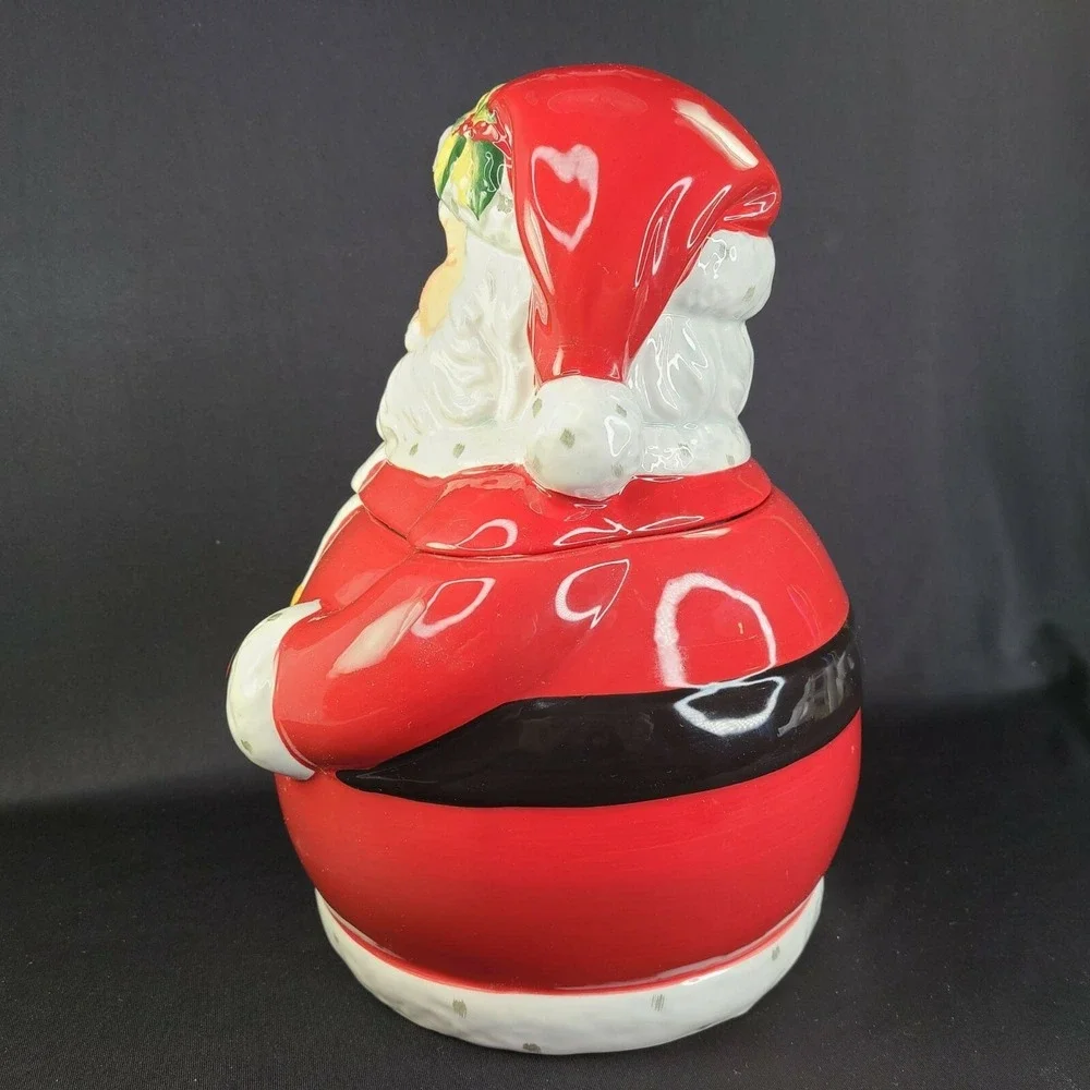 Pier 1 One Santa Claus Cookie Jar Christmas Holiday Earthenware Pottery Treat